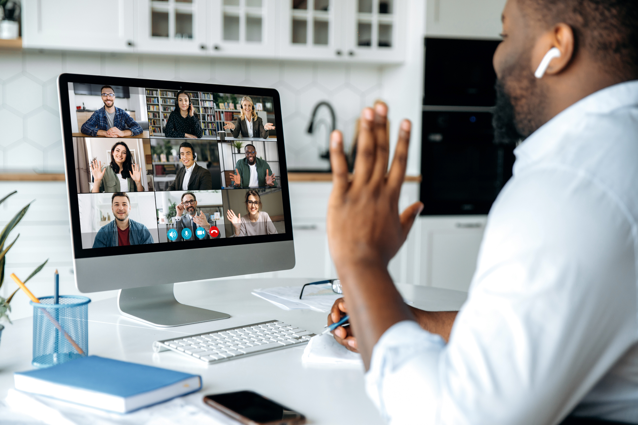 Remote Work Photo of a virtual business meeting/work from home concept
