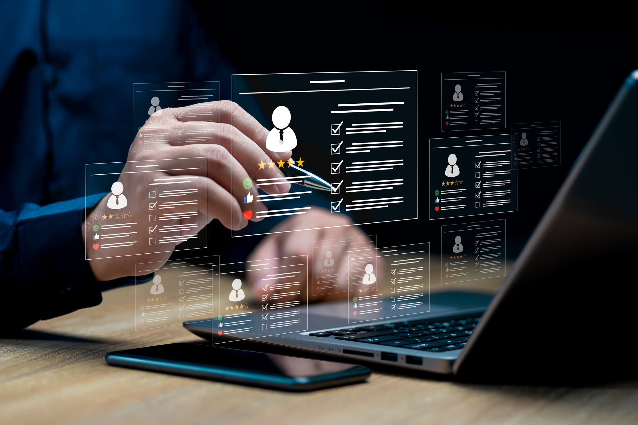 Photo of HR management with AI recruiting technology concept
