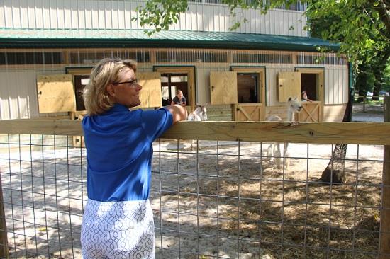 Laura Carson at the Camp Tecumseh animal farm