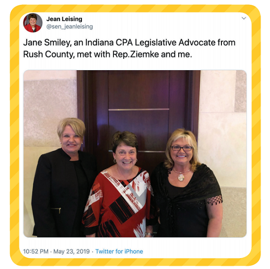 CPA Advocate Jane Smiley with legislators CPA Advocate Jane Smiley with legislators