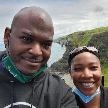 Ireland Overlooking the causeway in southern Ireland with wife, Tricia
