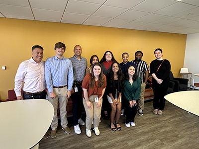 PwC Scholars Visit Photo of Gaby speaking with the INCPAS Scholars about what it’s like to work at PwC.