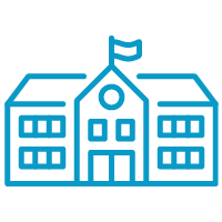 Graphic icon of a campus building