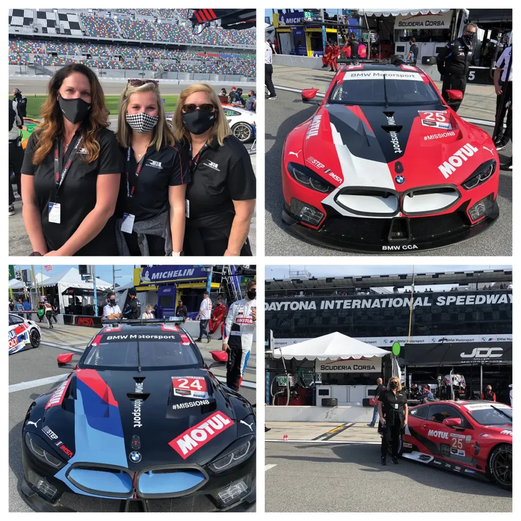 At the racetrack with colleagues Stephanie Johnson and Delaney Collier