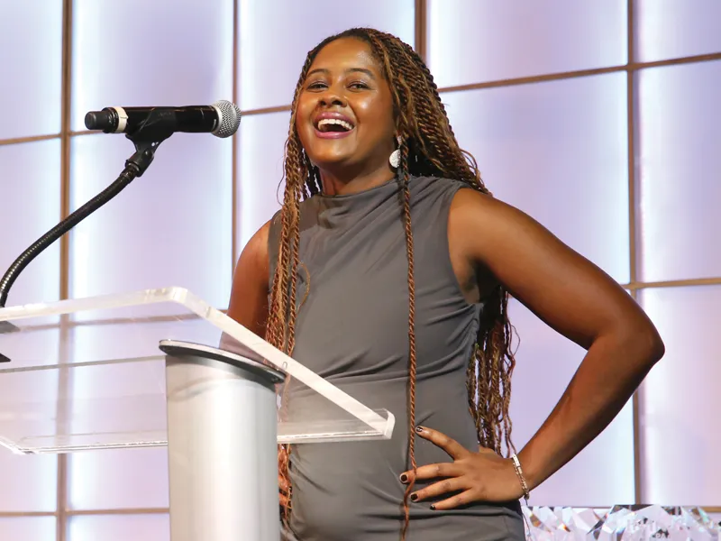 Photo of Nailah sharing her INCPAS Scholars program experience at CPA Celebration