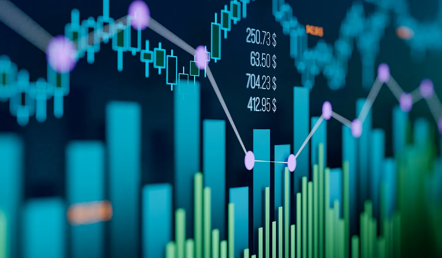 Close-up of charts, bar graph and business data. Abstract, financial figures, information, stock market and exchange concept.